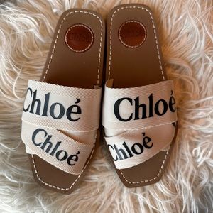 Chloe Women’s Woody Logo Slide Sandal - White